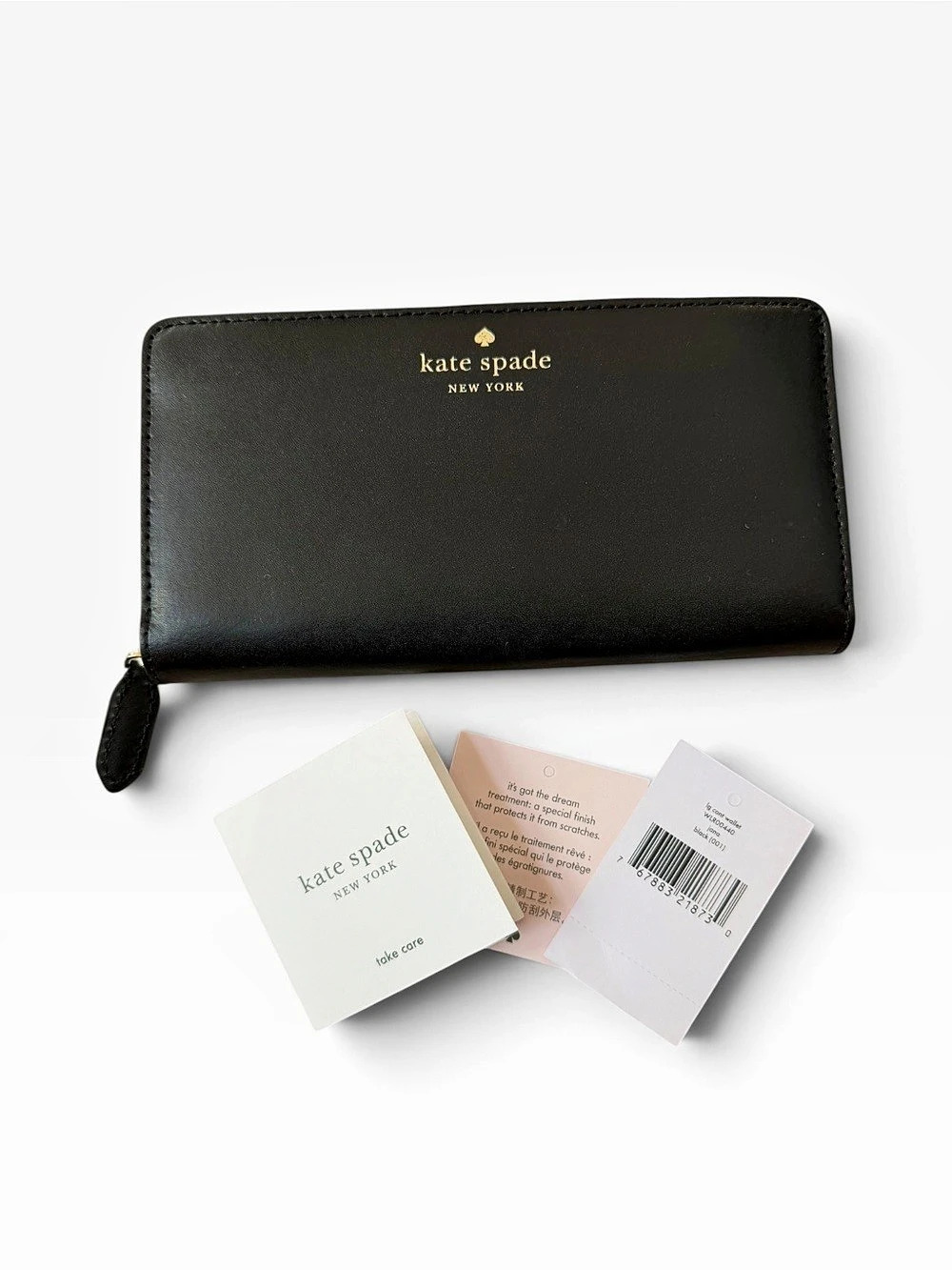 kate spade NWT Jana Large Continental Wallet In Smooth Black Leather Zip Entry